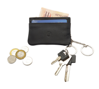 Leather Key Pouch - Leather Coin Pouch - Leather Coin Case - Leather Pouch - Card Sleeve - Multipurpose Pouch - Oxhide 4427 BLACK