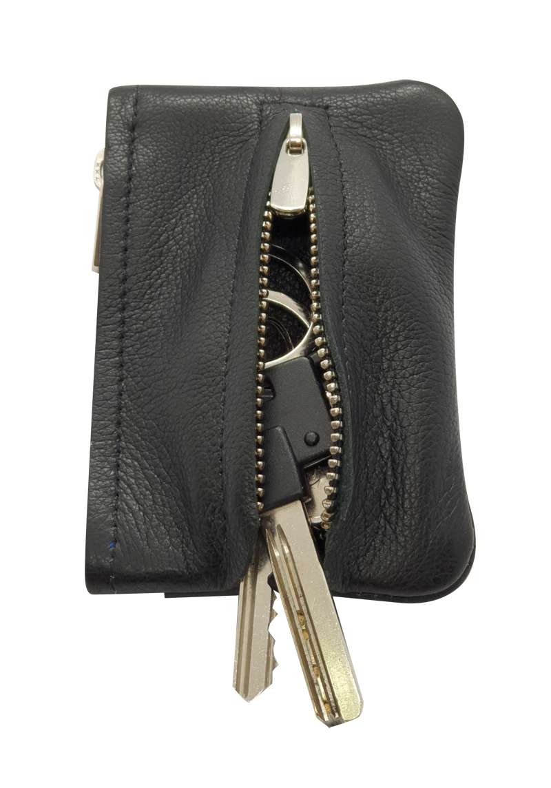 Leather Key Pouch - Leather Coin Pouch - Leather Coin Case - Leather Pouch - Card Sleeve - Multipurpose Pouch - Oxhide 4427 BLACK