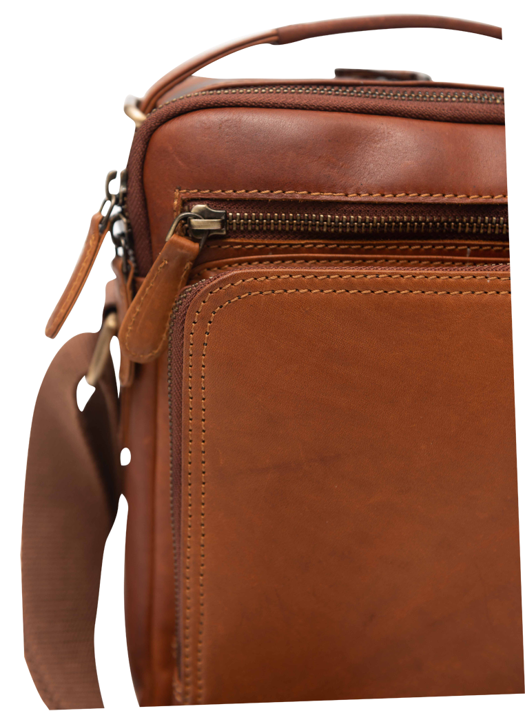 Leather Messenger Bag - Full Grain Leather Sling Bag -Leather Bag for Men / Women - Vintage Oil Leather Messenger Brown Bag- Oxhide Messenger LL10