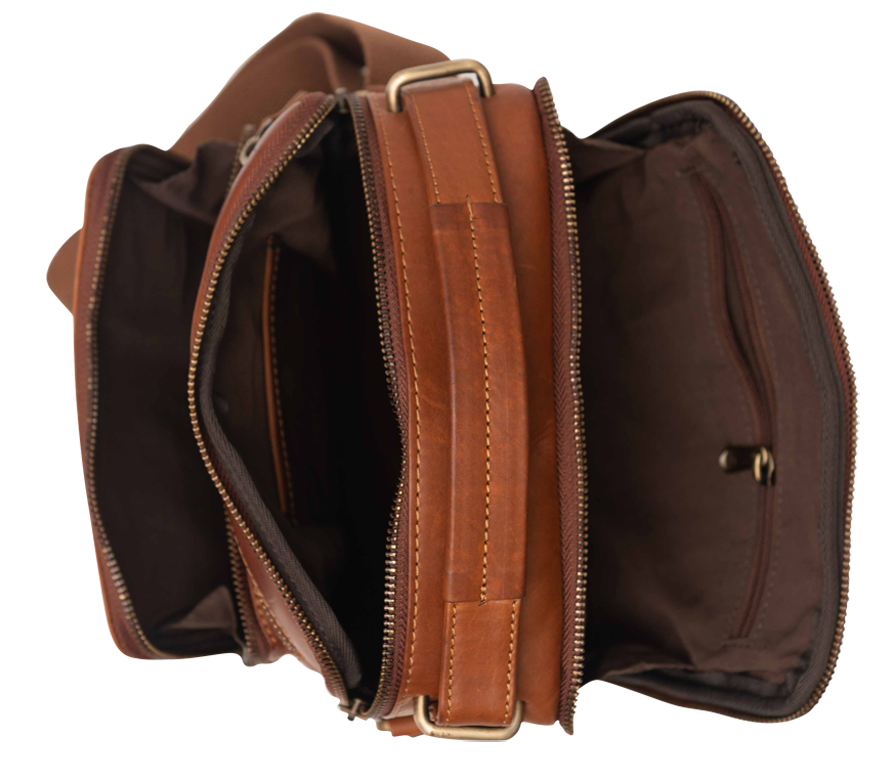 Leather Messenger Bag - Full Grain Leather Sling Bag -Leather Bag for Men / Women - Vintage Oil Leather Messenger Brown Bag- Oxhide Messenger LL10