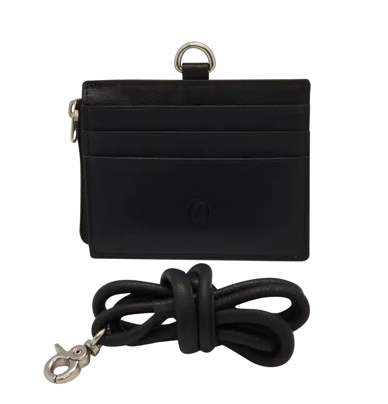 Black leather ID card holder lanyard 4164LS – Oxhide
