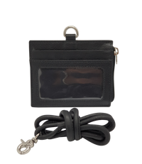 Oxhide Leather Lanyard / ID card holder Lanyard /Wallet/Leather - JG4164LS - BLACK