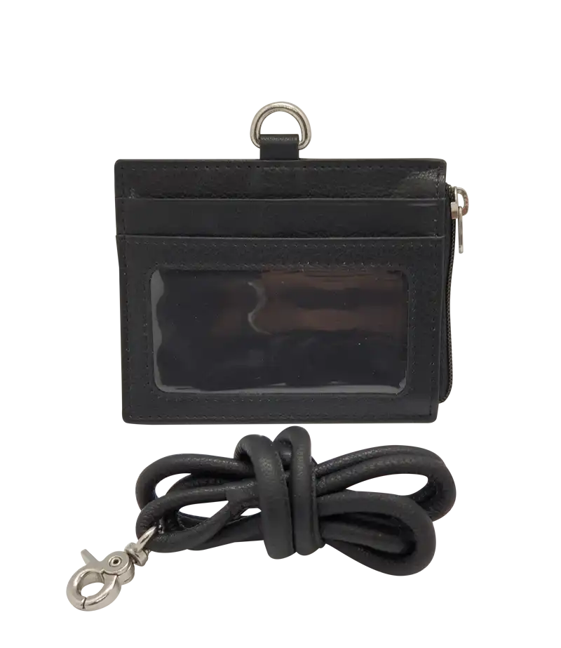 Black leather ID card holder lanyard 4164LS – Oxhide