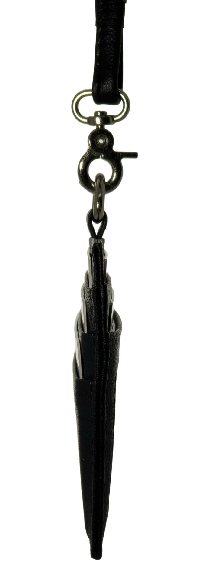 Oxhide Leather Lanyard / ID card holder Lanyard /Wallet/Leather No zip- 4164LS Black