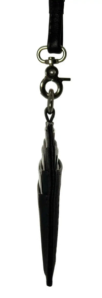 Black leather ID card holder lanyard no zip 4164LS – Oxhide