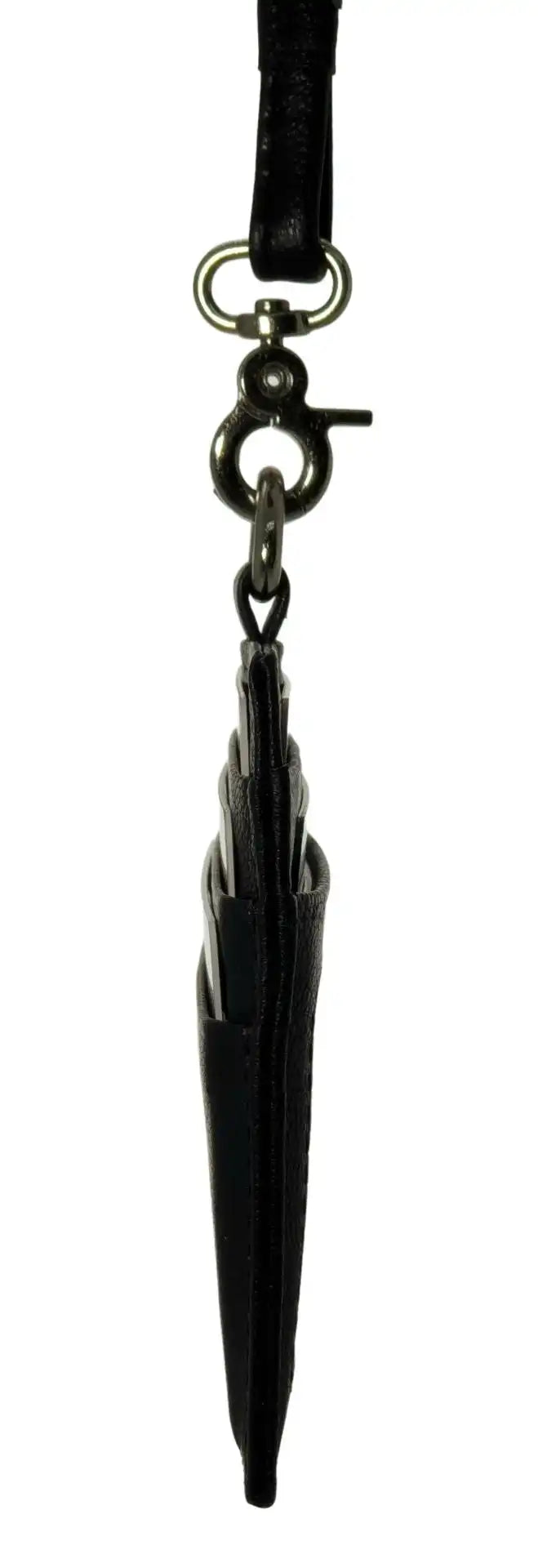Black leather ID card holder lanyard no zip 4164LS – Oxhide