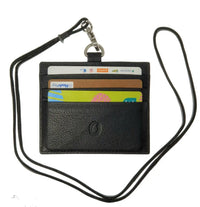 Black leather ID card holder lanyard no zip 4164LS – Oxhide