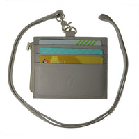 Oxhide Leather Lanyard / ID card holder Lanyard /Wallet/Leather - 4164LS Grey