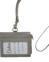 Oxhide Leather Lanyard / ID card holder Lanyard /Wallet/Leather - 4164LS Grey