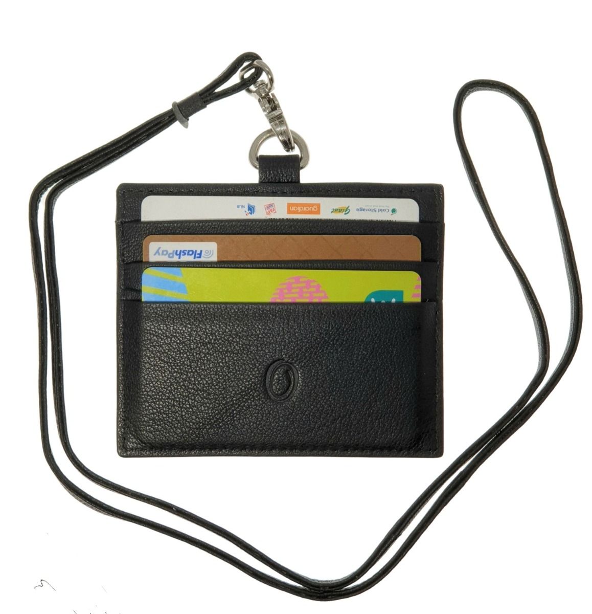Oxhide Leather Lanyard / ID card holder Lanyard /Wallet/Leather -4164LS - BLACK