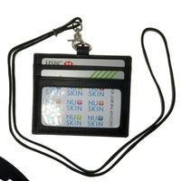 Oxhide Leather Lanyard / ID card holder Lanyard /Wallet/Leather -4164LS - BLACK