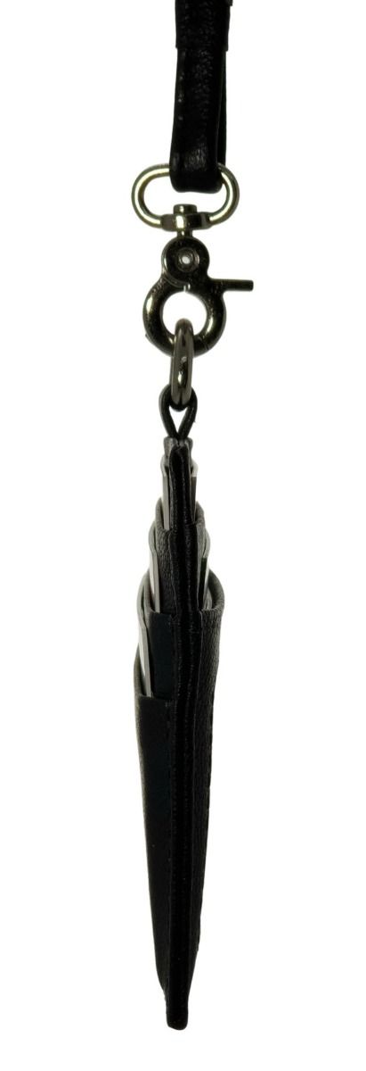 Oxhide Leather Lanyard / ID card holder Lanyard /Wallet/Leather -4164LS - BLACK