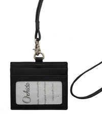 Oxhide Leather Lanyard / ID card holder Lanyard /Wallet/Leather -4164LS - BLACK
