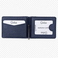 Money Clip Wallet Men - Full Grain Leather wallet - MC01 Oxhide Blue