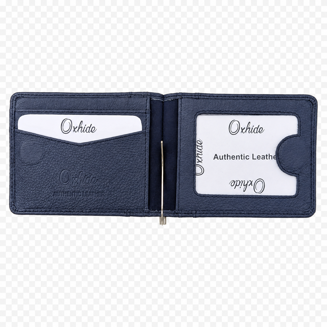 Money Clip Wallet Men - Full Grain Leather wallet - MC01 Oxhide Blue