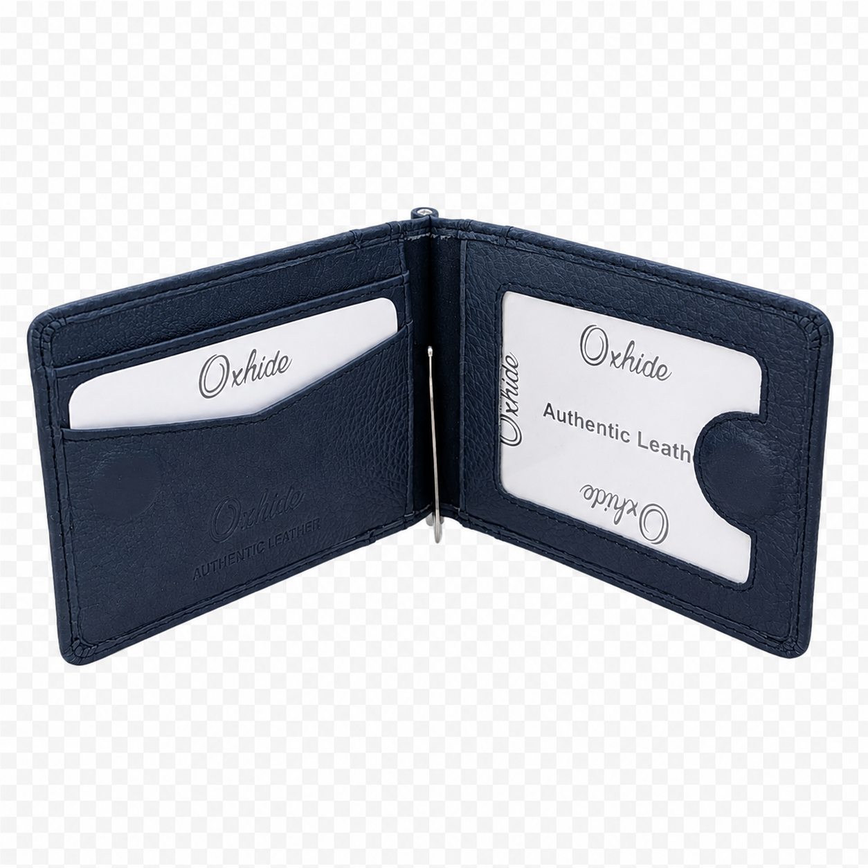 Money Clip Wallet Men - Full Grain Leather wallet - MC01 Oxhide Blue