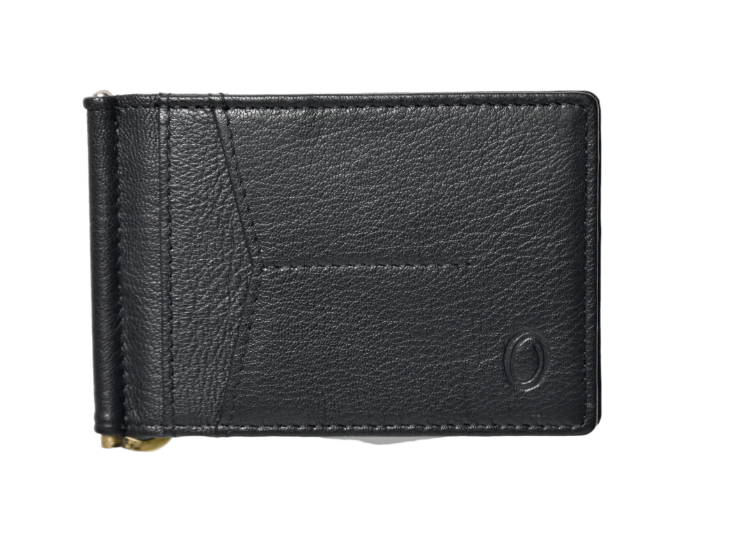 Money Clip Wallet Men - Full Grain Leather wallet - MC01 Oxhide Black