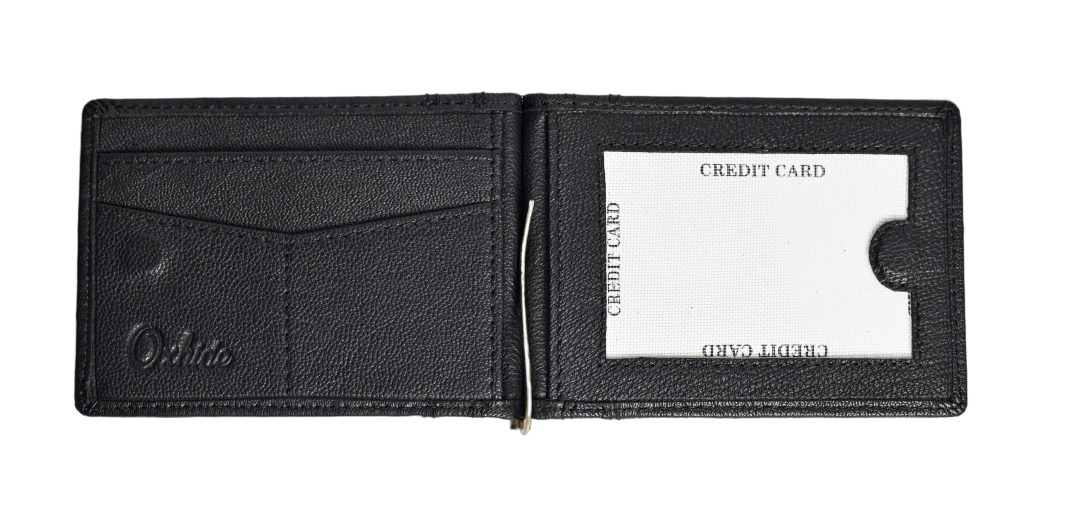 Money Clip Wallet Men - Full Grain Leather wallet - MC01 Oxhide Black
