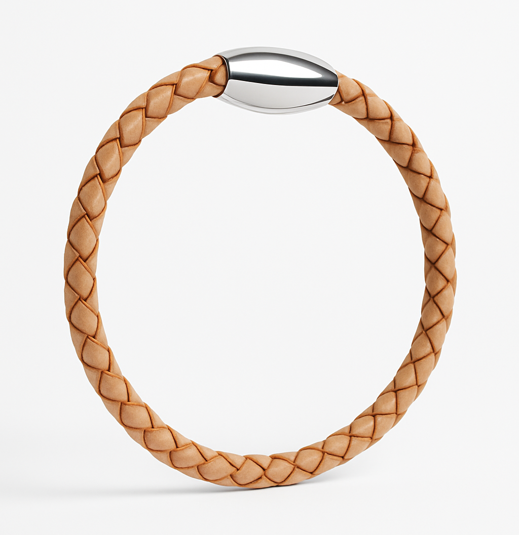 Oxhide Leather Bracelet Braided NATURAL - Oxhide 3mm width