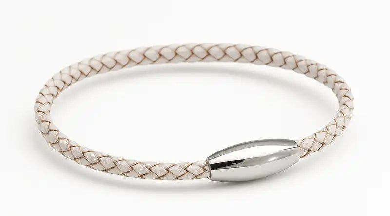 Pearl braided leather bracelet 3mm – Oxhide