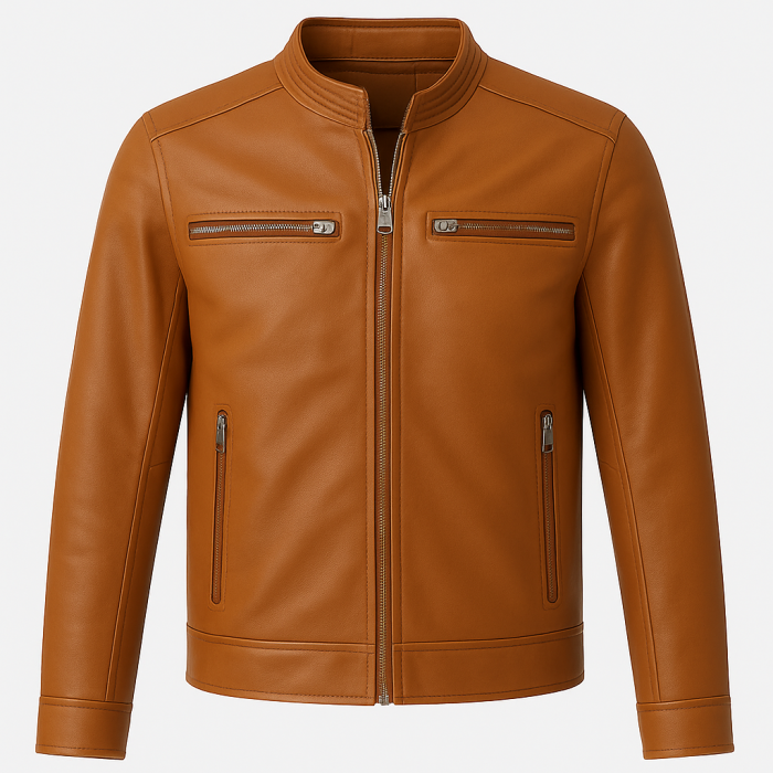 Real Leather Jacket Brown- Lamb skin Jacket- Jacket for Men- Oxhide RI56 BRN