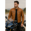 Real Leather Jacket Brown- Lamb skin Jacket- Jacket for Men- Oxhide RI56 BRN