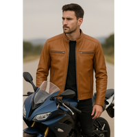 Real Leather Jacket Brown- Lamb skin Jacket- Jacket for Men- Oxhide RI56 BRN