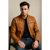 Real Leather Jacket Brown- Lamb skin Jacket- Jacket for Men- Oxhide RI56 BRN