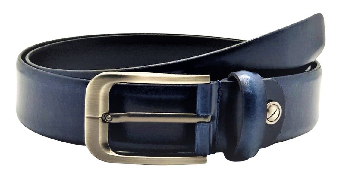 Formal Belt Men - Real Leather Tan Belt - Business / Office wear belt -Oxhide S30 PULL SM BLUE