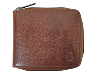 Wallet Men Brown -Zip around Wallet -RFID - Full Grain Leather Wallet - brown Wallet - SD06 Oxhide