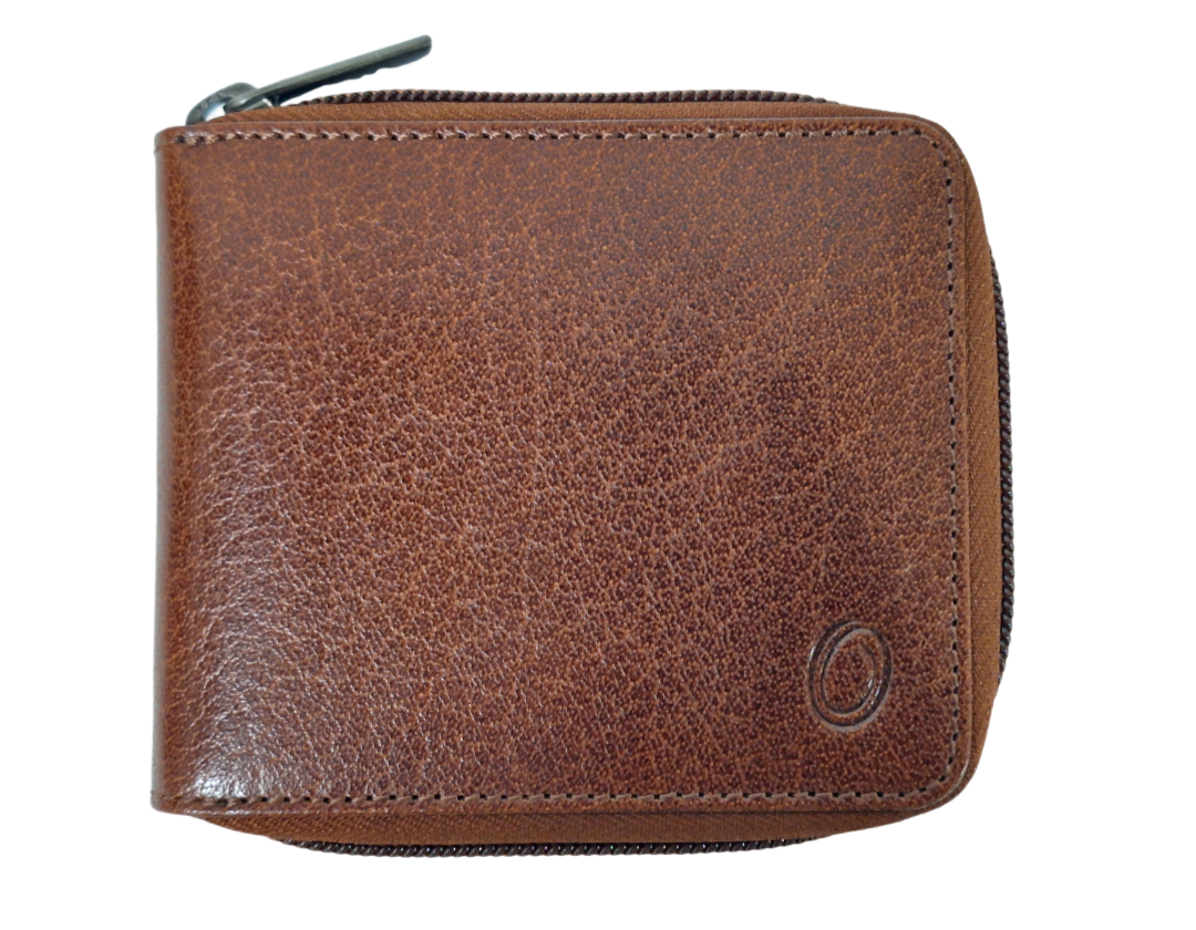 Wallet Men Brown -Zip around Wallet -RFID - Full Grain Leather Wallet - brown Wallet - SD06 Oxhide