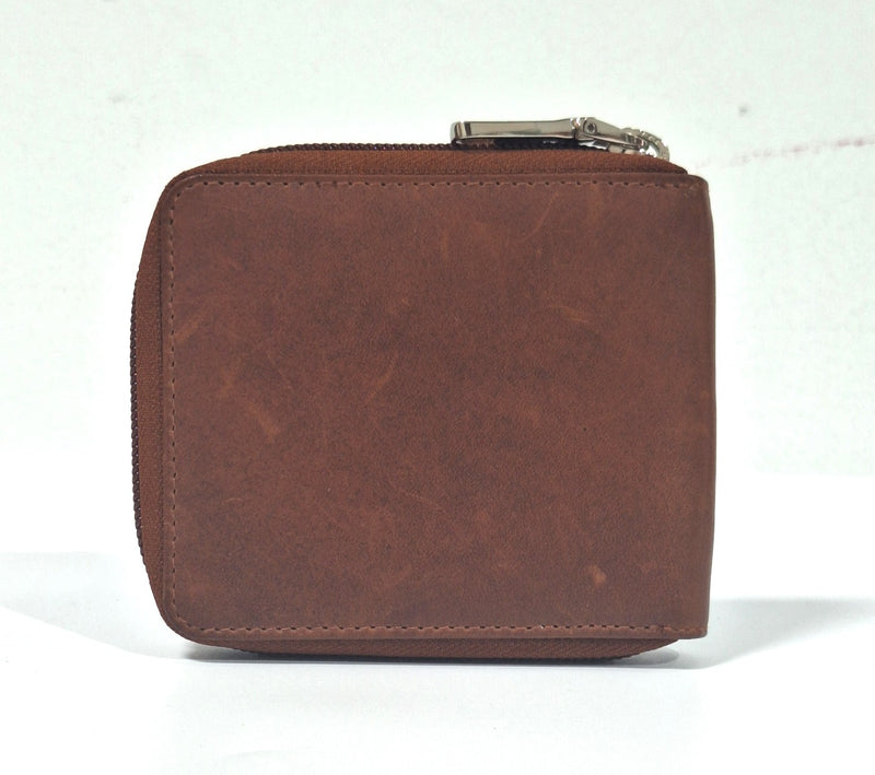 Wallet Men Brown -Zip around Wallet -RFID - Full Grain Leather Wallet - brown Wallet - SD06 Oxhide