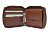 Wallet Men Brown -Zip around Wallet -RFID - Full Grain Leather Wallet - brown Wallet - SD06 Oxhide
