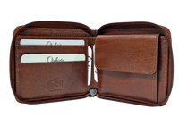 Wallet Men Brown -Zip around Wallet -RFID - Full Grain Leather Wallet - brown Wallet - SD06 Oxhide