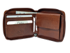 Wallet Men Brown -Zip around Wallet -RFID - Full Grain Leather Wallet - brown Wallet - SD06 Oxhide