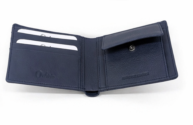 Wallet for Men with coin pouch-Minimalist Wallet -Full Grain Leather Wallet-Slim Wallet Blue- SD13 Oxhide