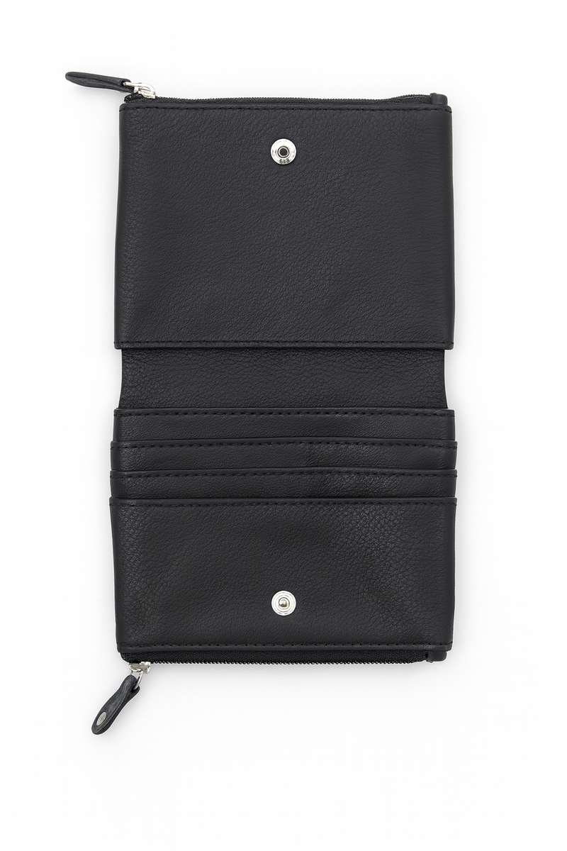 Oxhide Real Leather Coin Pouches Purses  Multi purpose Pouch Card Holder BLACK-SD17