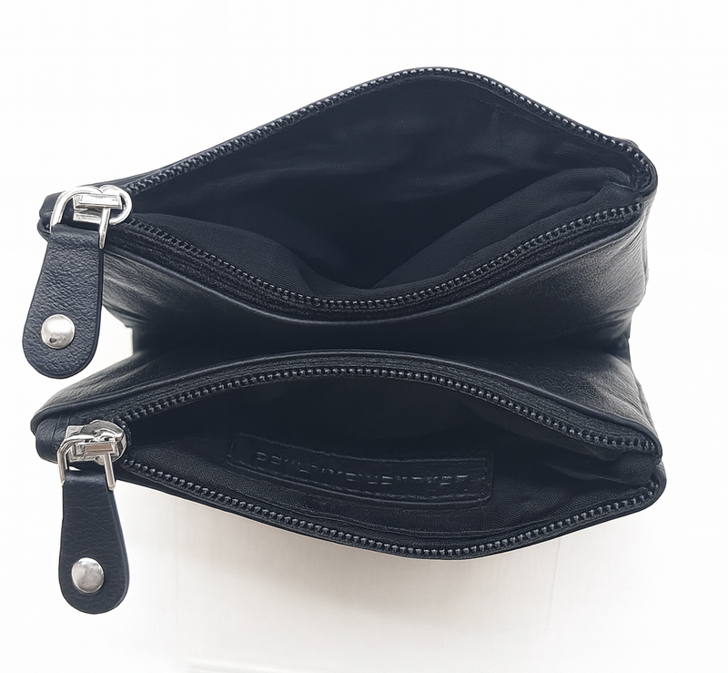 Oxhide Real Leather Coin Pouches Purses  Multi purpose Pouch Card Holder BLACK-SD17