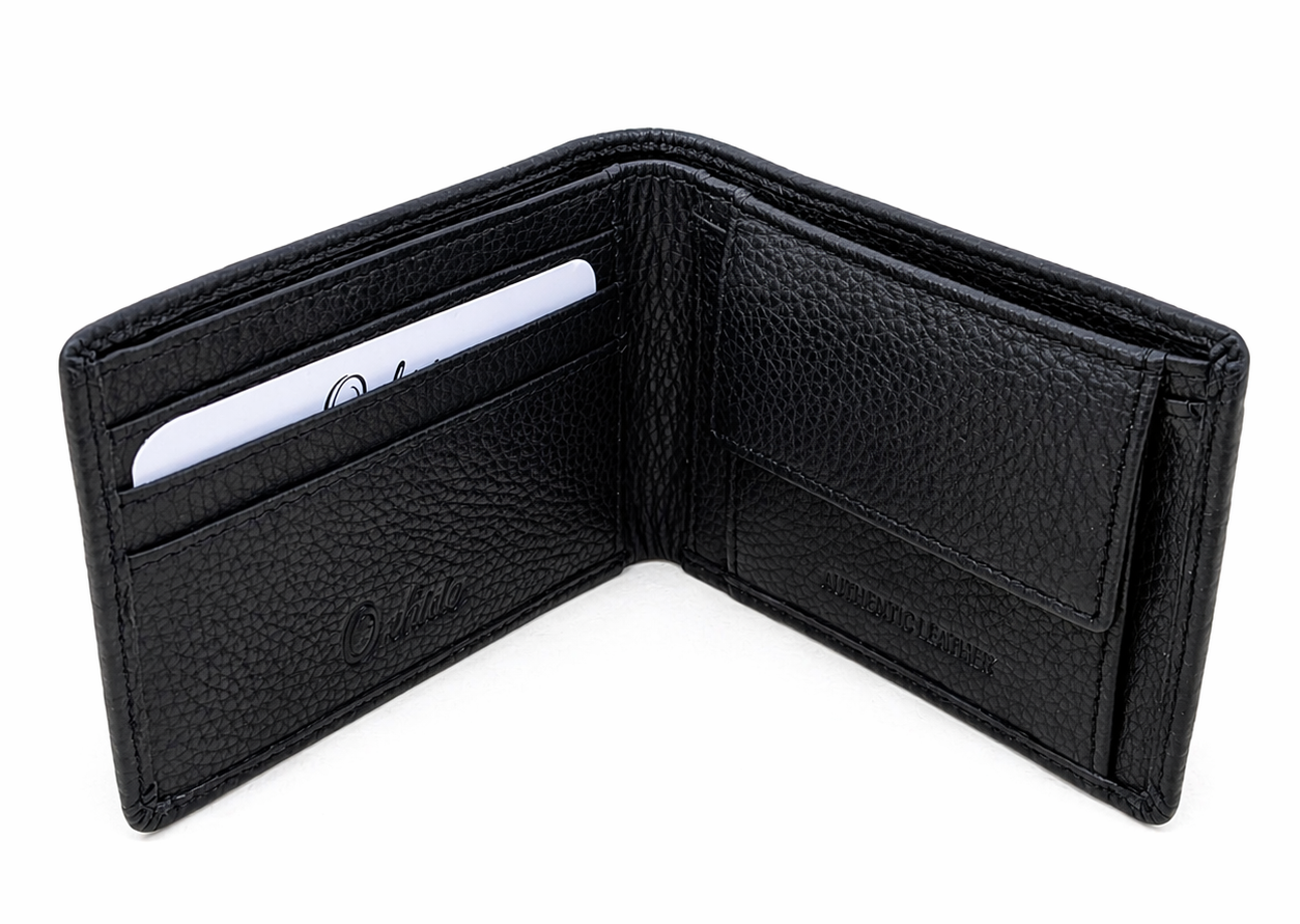 Wallet for Men with coin pouch-Minimalist Wallet -Full Grain Leather Wallet-Slim Wallet BlacK Wallet - SD25 Oxhide