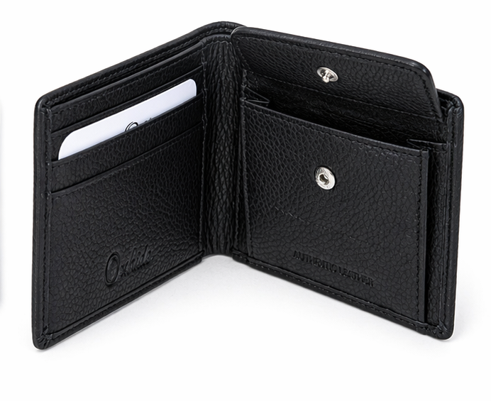 Wallet for Men with coin pouch-Minimalist Wallet -Full Grain Leather Wallet-Slim Wallet BlacK Wallet - SD25 Oxhide