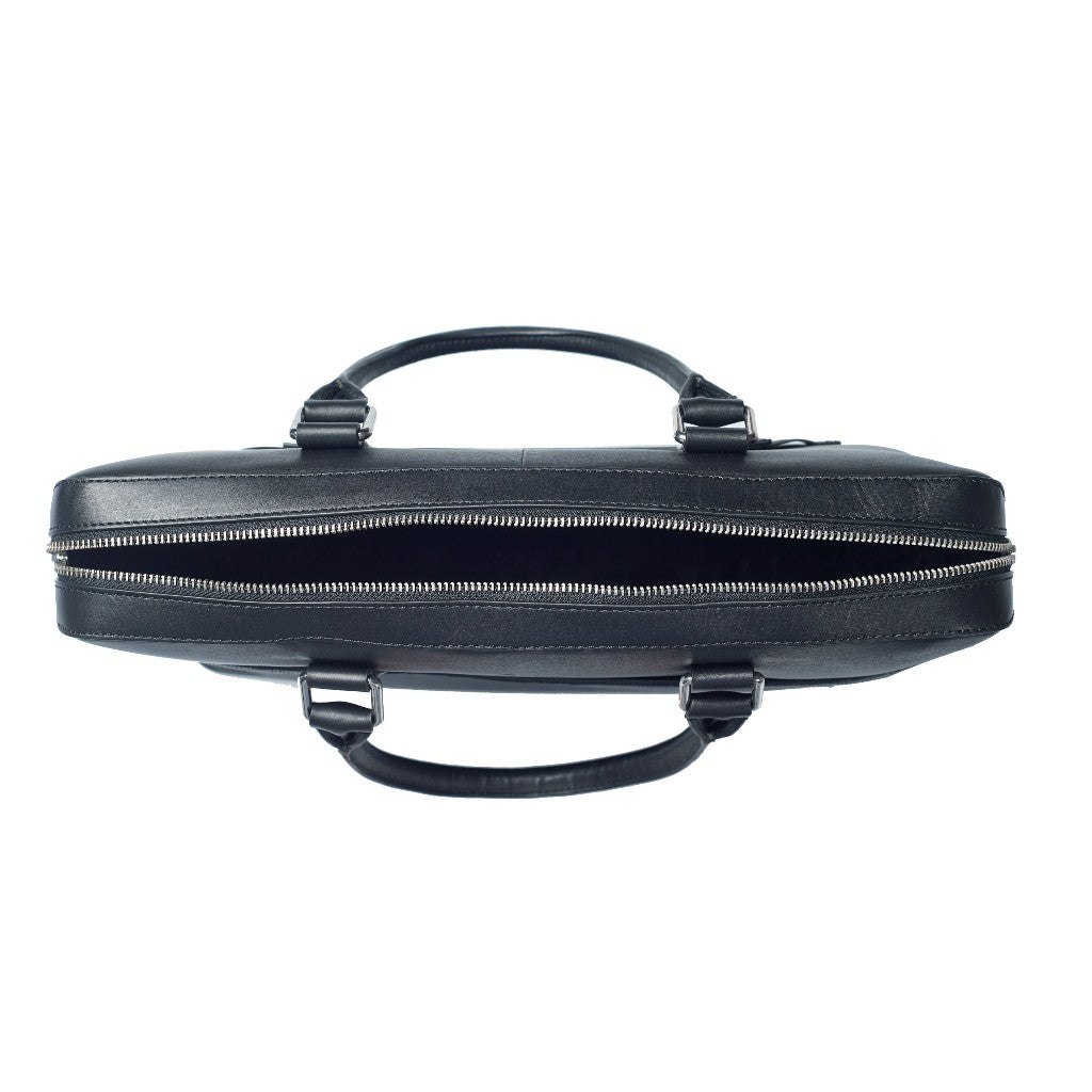 Black Mens Leather Laptop office Bag -Travel bag -Sling Bag- Executive Black Bag -Oxhide CR011