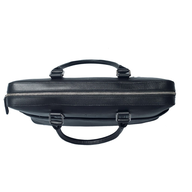 Black Mens Leather Laptop office Bag -Travel bag -Sling Bag- Executive Black Bag -Oxhide CR011