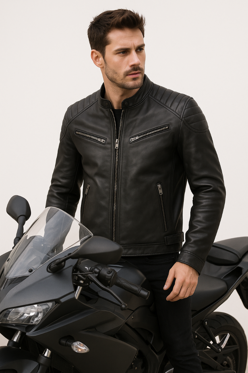 Real Leather Jacket Black- Lamb skin Jacket- Jacket for Men- Oxhide SMITH Black