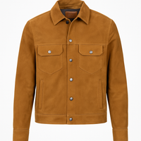 Real Leather Jacket Brown- Lamb skin Jacket- Jacket for Men- Oxhide Trucker suede