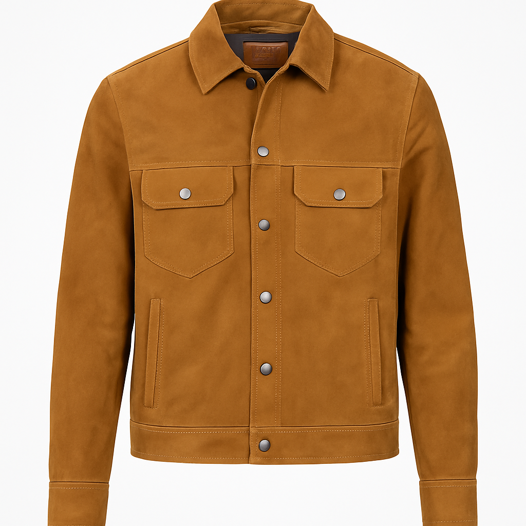 Real Leather Jacket Brown- Lamb skin Jacket- Jacket for Men- Oxhide Trucker suede