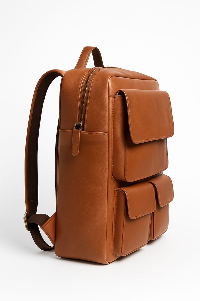 Leather Backpack - Full Grain Leather Backpack - Leather Rucksack - Leather Laptop Backpack for Men - Backpack Vintage Oil Leather Brown - Oxhide Small Adventure VIN1003