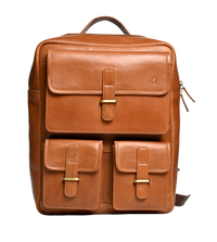 Leather Backpack - Full Grain Leather Backpack - Leather Rucksack - Leather Laptop Backpack for Men - Backpack Vintage Oil Leather Brown - Oxhide Small Adventure VIN1003