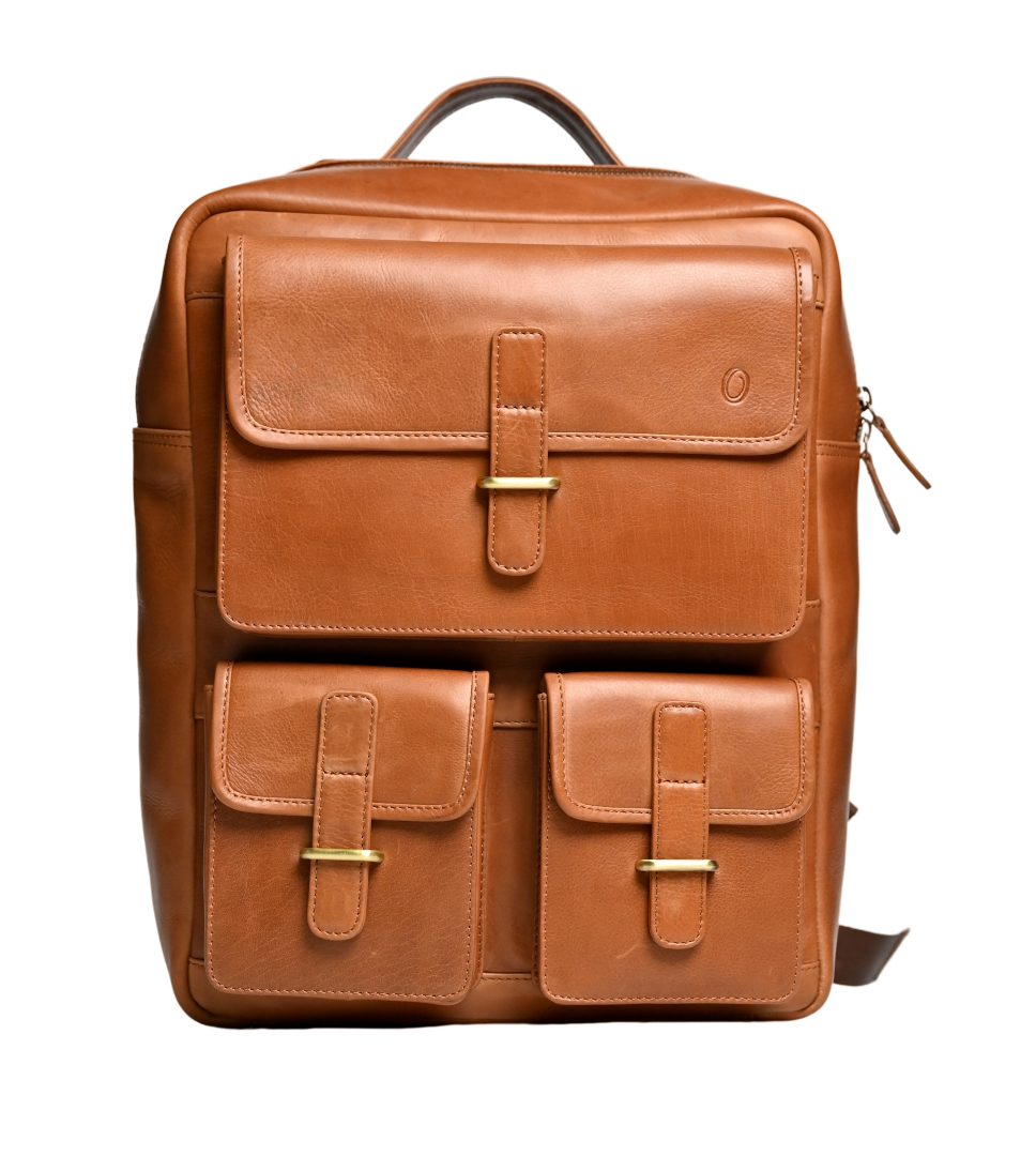 Leather Backpack - Full Grain Leather Backpack - Leather Rucksack - Leather Laptop Backpack for Men - Backpack Vintage Oil Leather Brown - Oxhide Small Adventure VIN1003