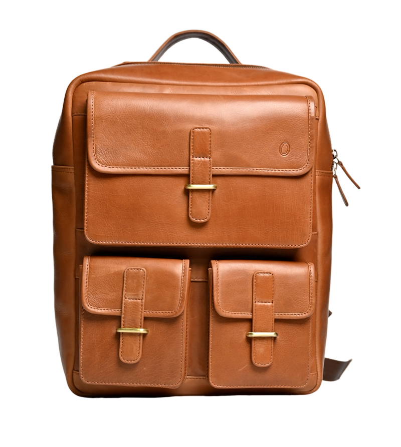 Leather Backpack - Full Grain Leather Backpack - Leather Rucksack - Leather Laptop Backpack for Men - Backpack Vintage Oil Leather Brown - Oxhide Small Adventure VIN1003