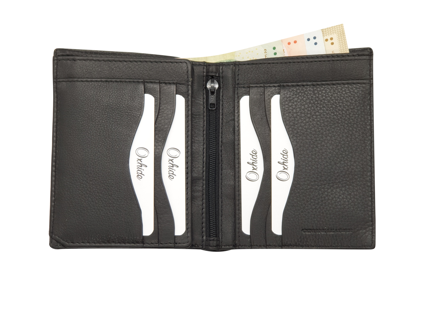 Oxhide Wallet Black with Vertical  Zipper- Oxhide J0011 BLK